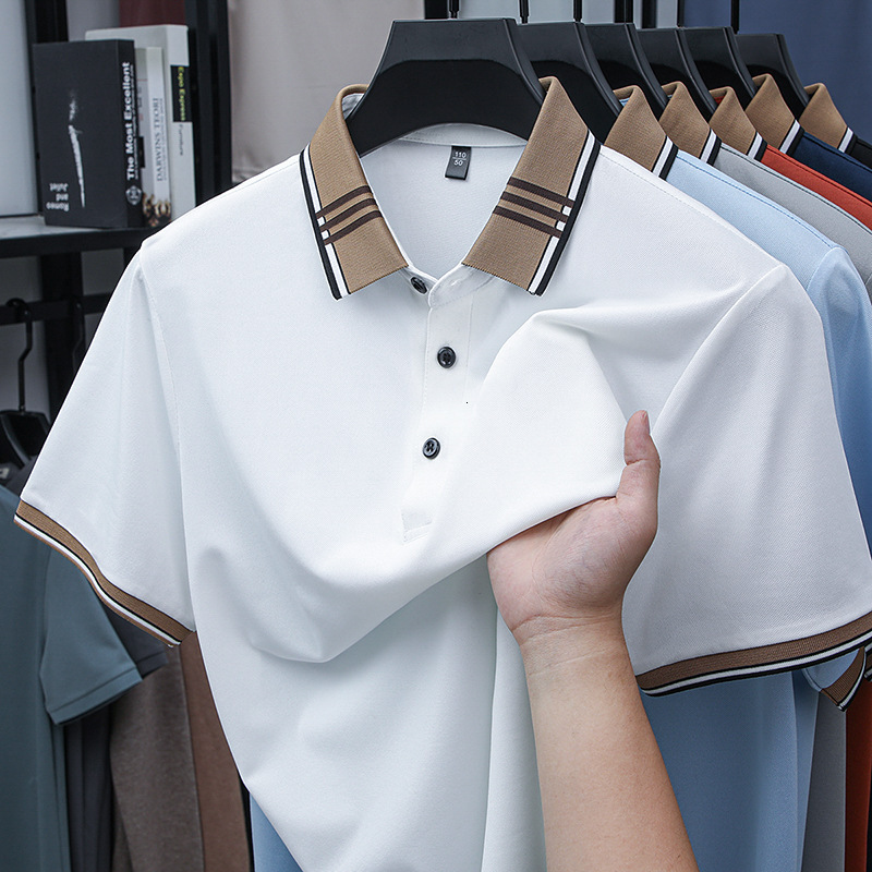 2026 Luxury Brand Designer Clothing Summer New Men's Short Sleeve Polo Shirt For Young And Middle-Aged, Casual Business Turn-Down Collar Solid Co