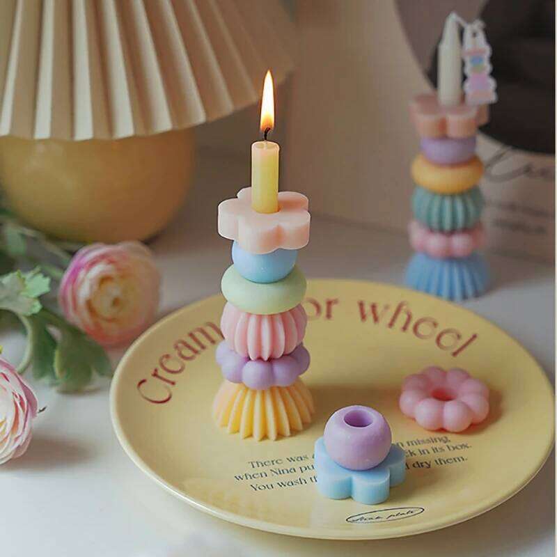 Stackable Rainbow Scented Decorative Candles for Home, Building Blocks, Conical Candle, Modern Home Decoration W260303