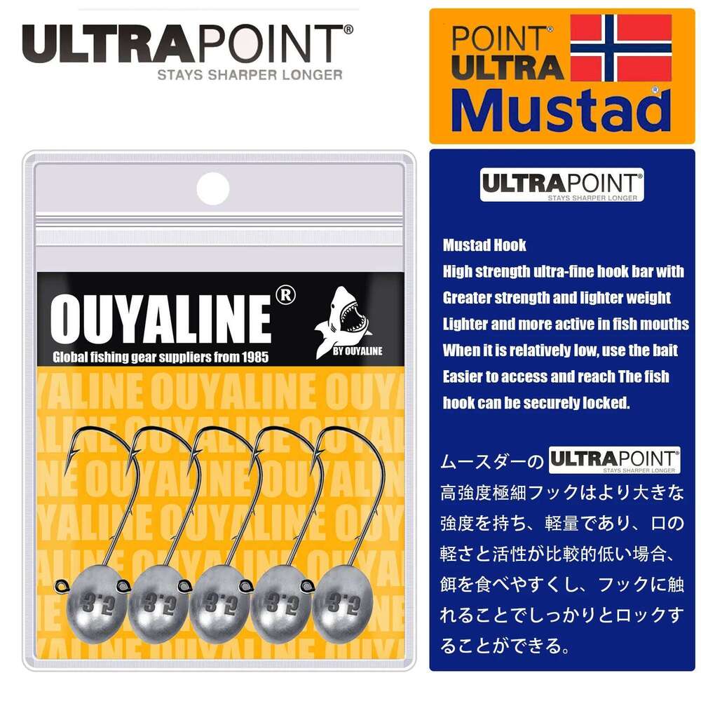 New 5pcs/lot Jig Head 3X Rockfish Ajing Fishing Hook 0.8-7g For Soft Worm Lure Pesca Goods Bass Pike Trout Fish Accessories Z260228