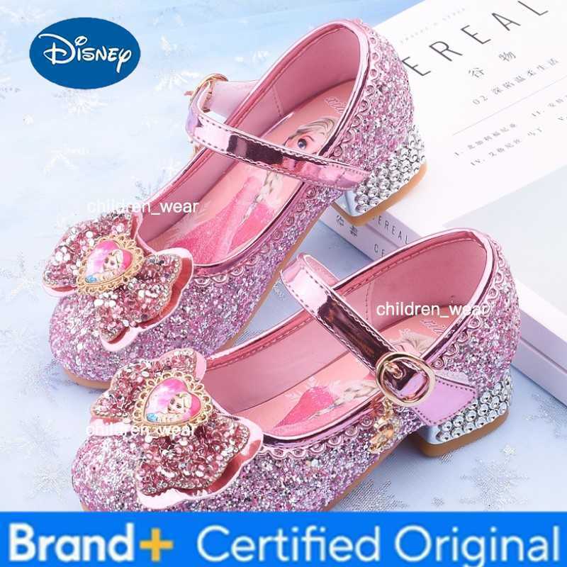 Disney New Elsa Shoes For Girls Cartoon Leather Children Shoes Frozen Princess Kids Shoes Girl Sandals Dress Snow Queen Sandal Koreans H260303