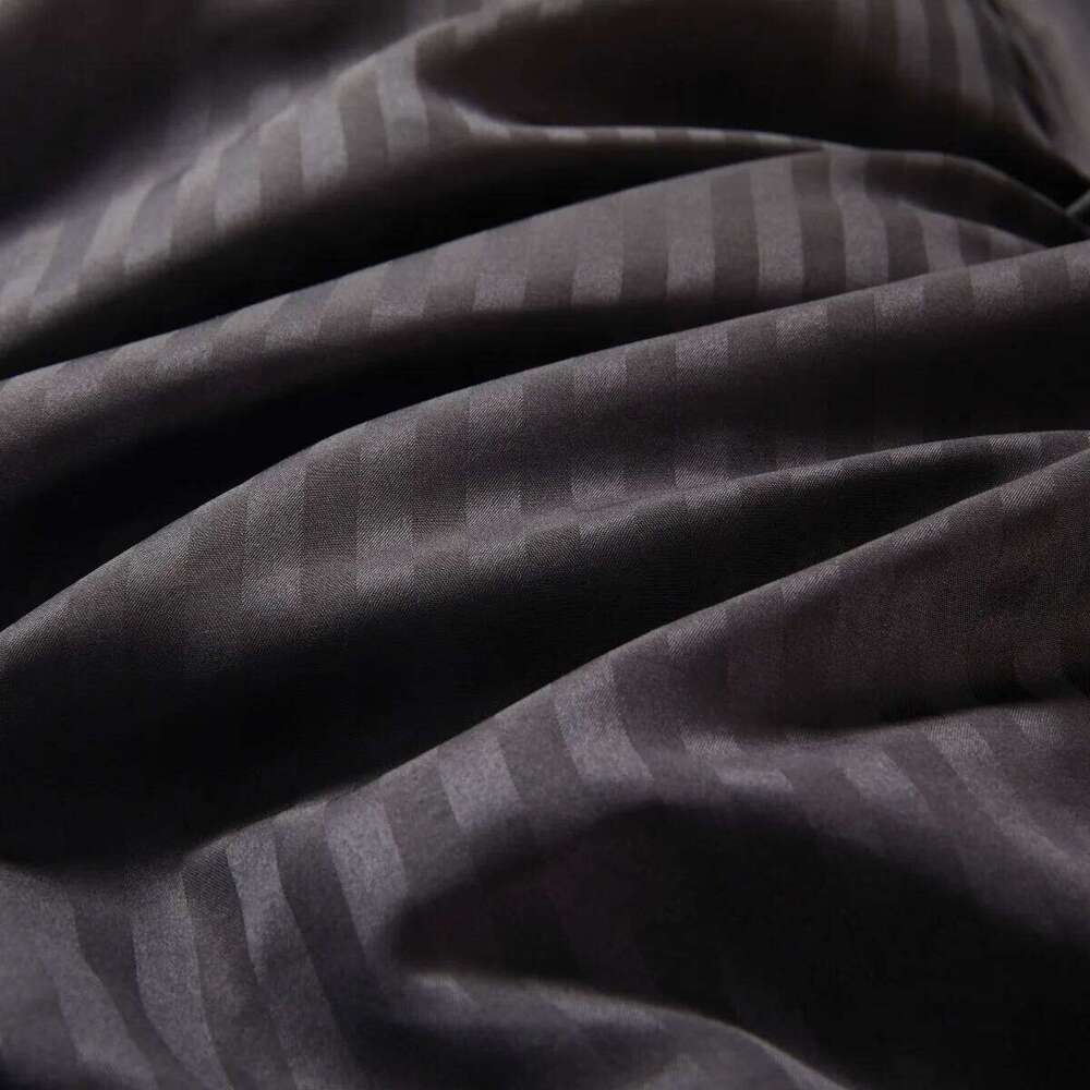 Black Satin Duvet Super Soft Luxury Silky Stripes Reversible Bedding Set 2/3 Piece Twin Queen Comforter Cover with Zipper W260302