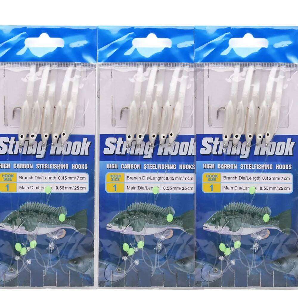 Mrlurion 1bag Cluster Soft artificial Eel Sabiki Rigs String Hooks Lure Fishes Saury Squid Mackerel Scad Saltwater Fishing Z260228