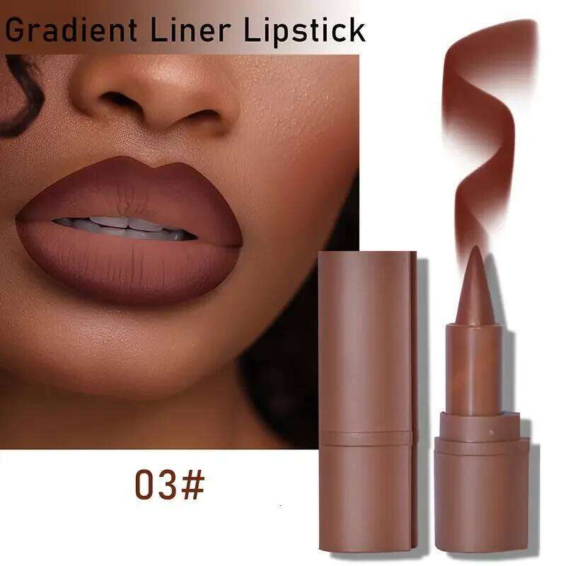 Maroon Gradient Matte Lipstick Crayon Lip Liner pencil,Flawless Contour Gradual Ombre Effect lipstick for Women H260302