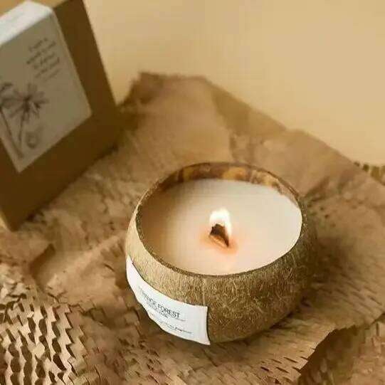 Natural Coconut Shell Scented Aromatherapy Plant Essential Oil Candle, Ins - Style Home Ambient Decor Ornament W260303
