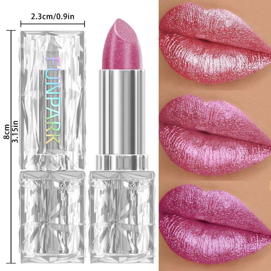 Metallic Glitter Lipstick 3 Color Waterproof Balm Red Long Last Tint Matte Makeup Gifts Shiny Lip Gloss Cosmetic H260302