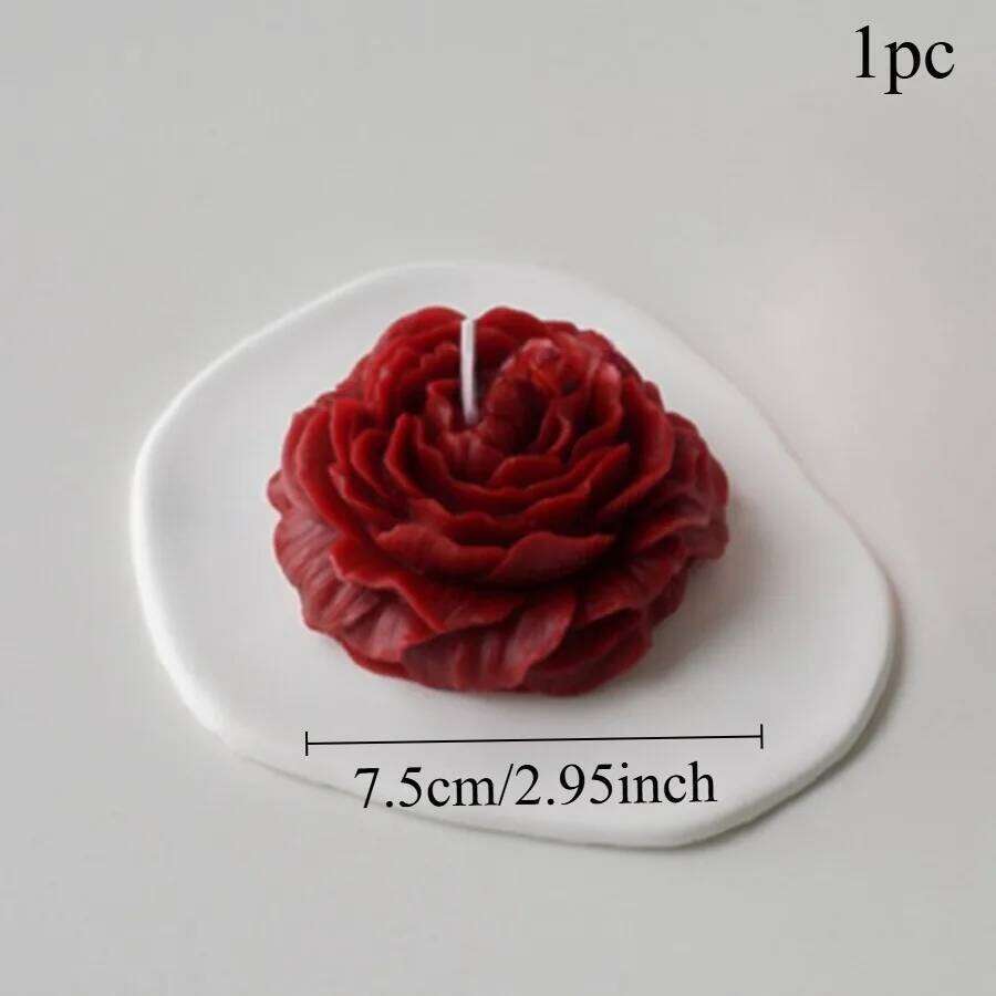 1pc Handmade Peony Flower Shape Scented Candle Long Lasting Fragrance Home Decoration and Relaxation Ideal for Bedroom/Spa W260303