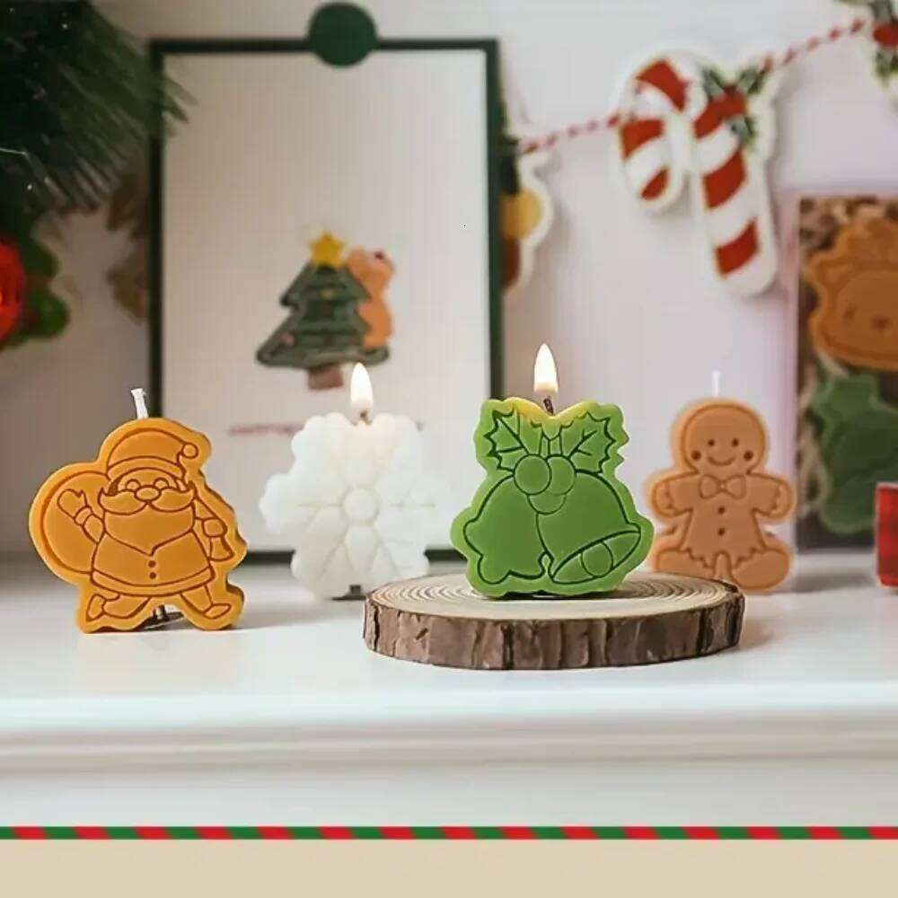 4-Piece Series Scented Candles: Christmas Decorations, Suitable for New Year Festive Fireplaces, Soy Wax, W260303