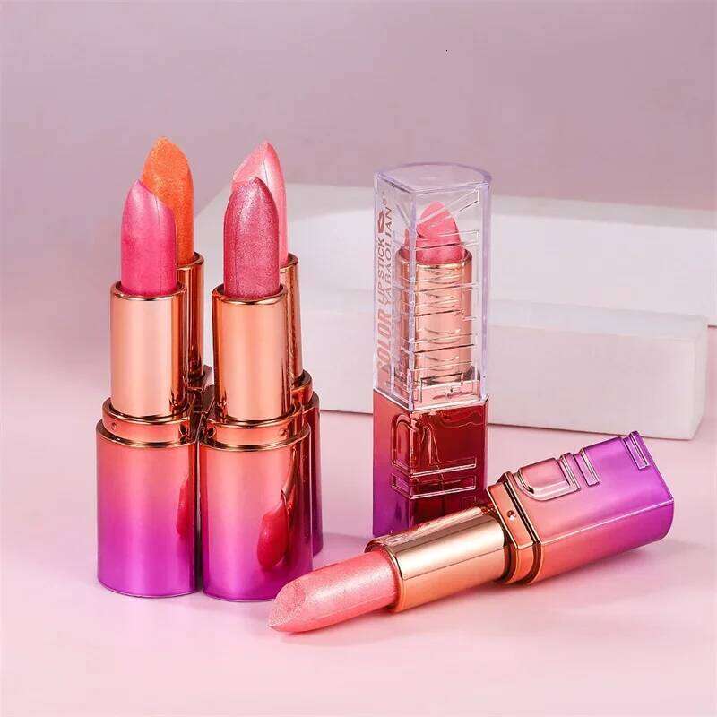 Diamond Pearlescent Lipstick Metallic Changing Lipgloss Waterproof High Pigmented Shimmer Luxury Bold Glitter Lip Makeup H260302