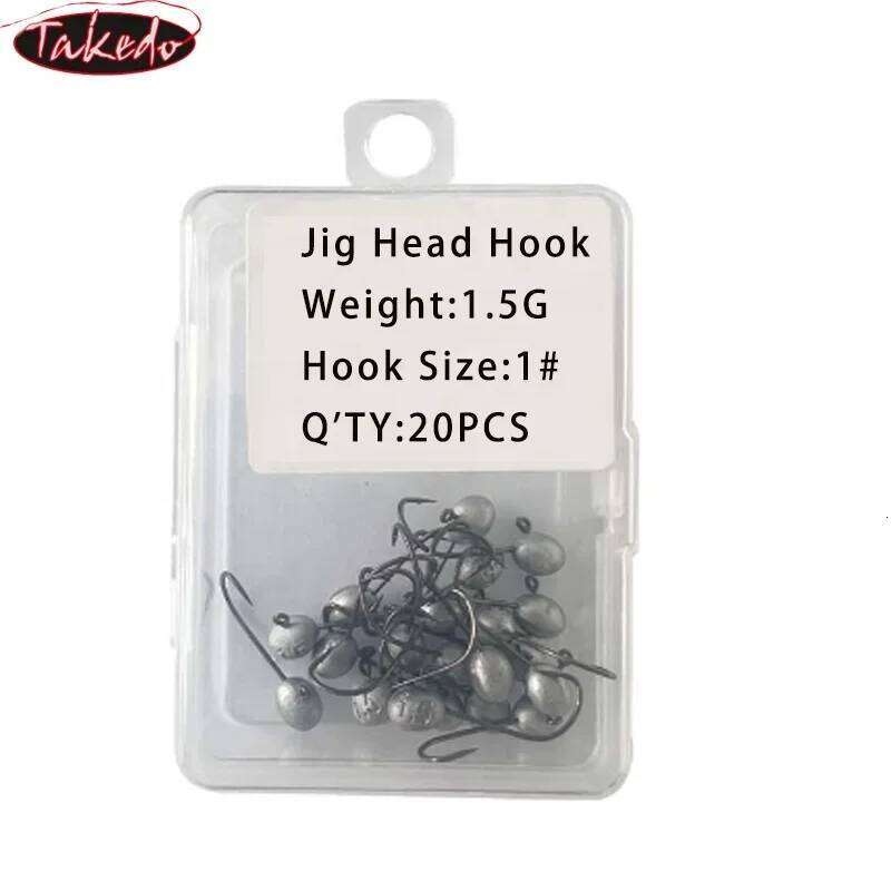TAKEDO HG31 1.5G 2.5G 3.5G 5G Root Fishing Jig Head Double Back Barbed MUSTAD Hooks Soft Worm Hook For Bass Catfish Z260228