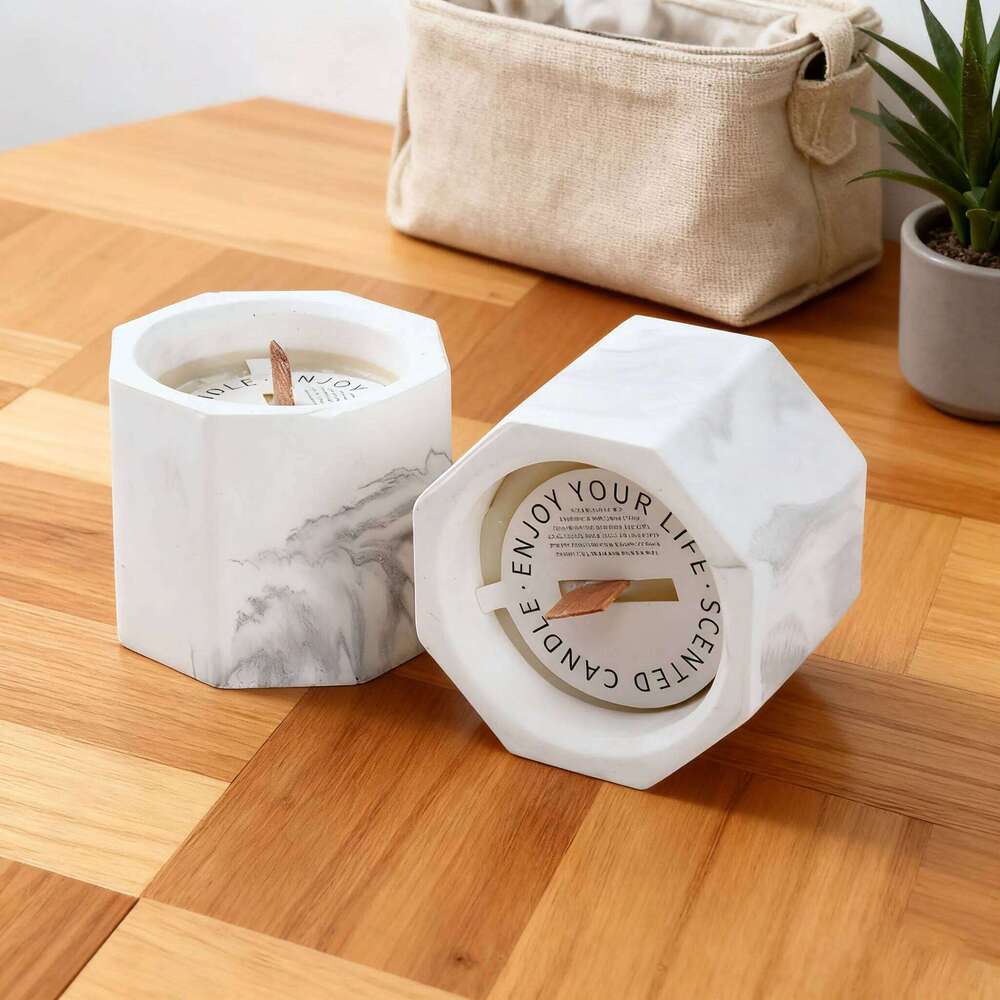 Soy Wax Scented Marble Design Smokeless Aromatherapy Jar Candle, Home Decor Relaxing Gifts for Wedding Birthday Valentin W260303