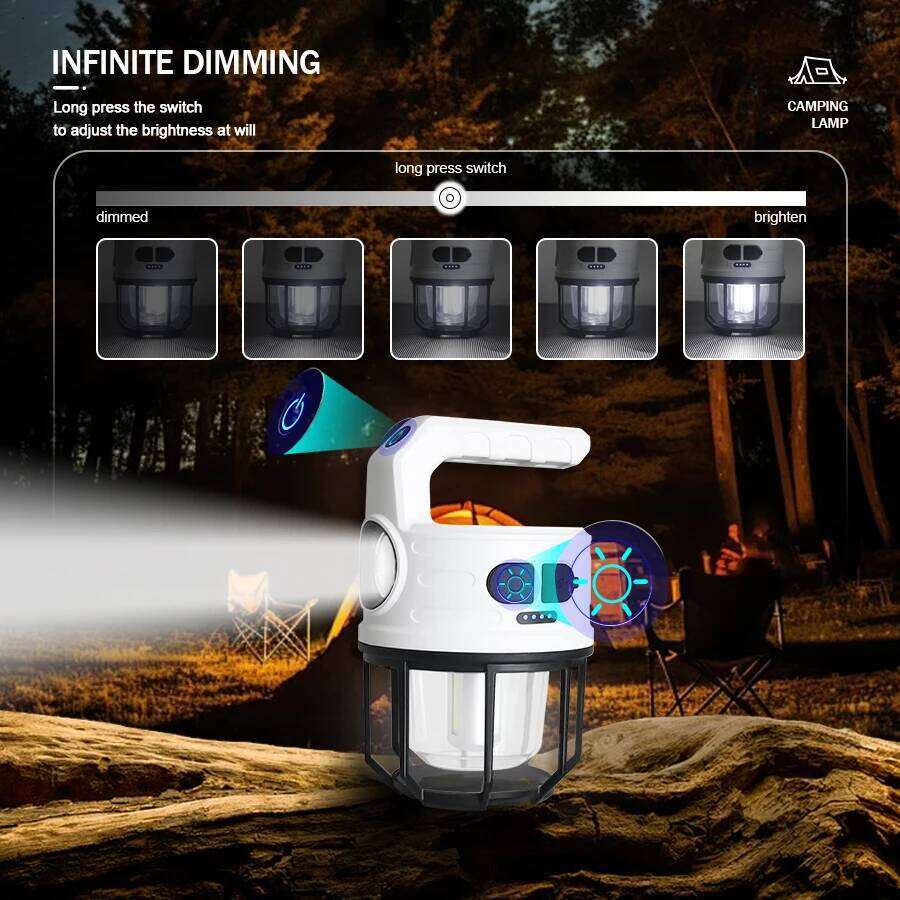 Solar LED Camping Light USB C Rechargeable Outdoor Waterproof Tent With Hook Portable Lanterns Emergency Lights Lamp S260302