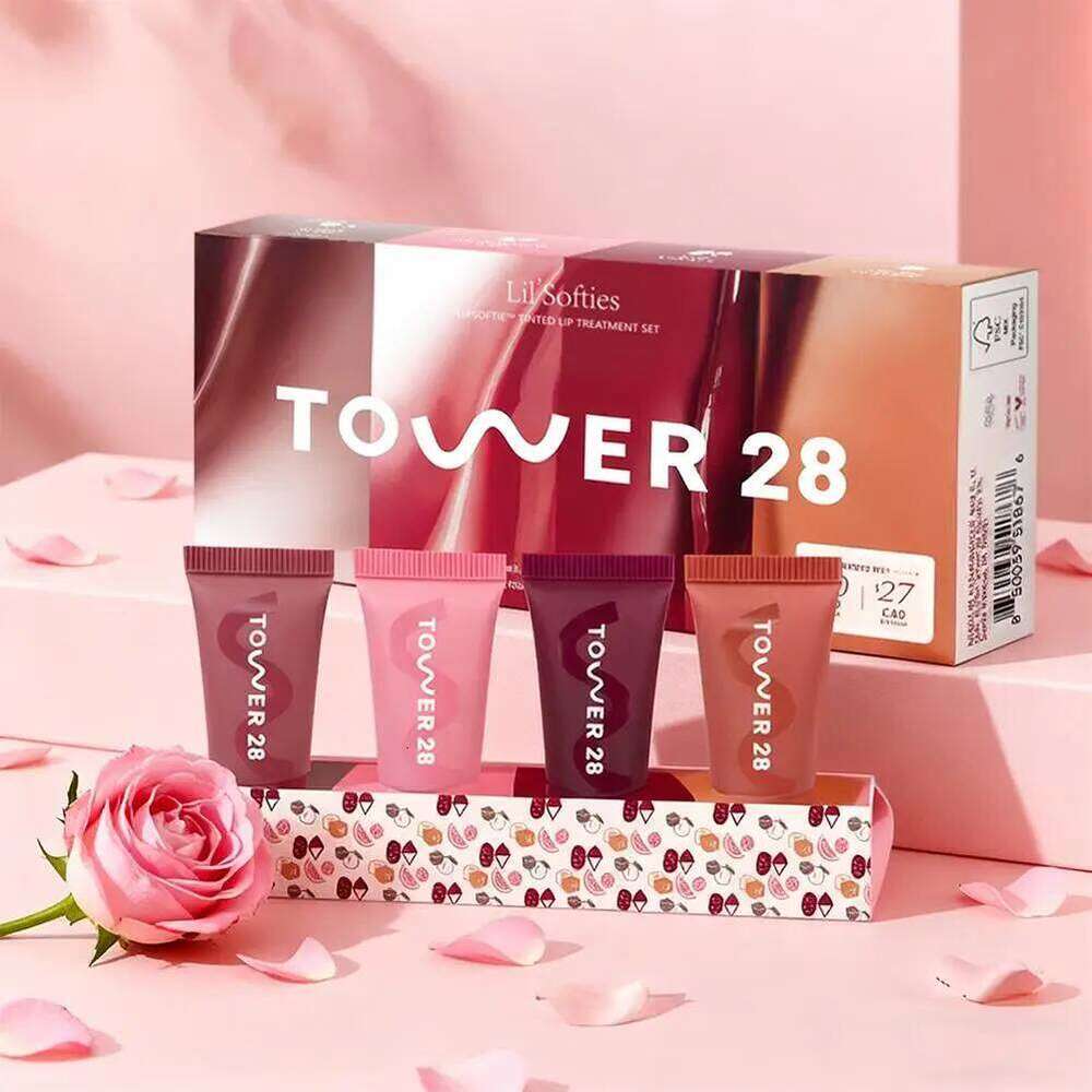 Original Brand Tower 28 Beauty Mini Lil' Softies Treatment Set Watermelon Sugar Plum Vanilla Dulce de Leche Colored Lip Blam H260302