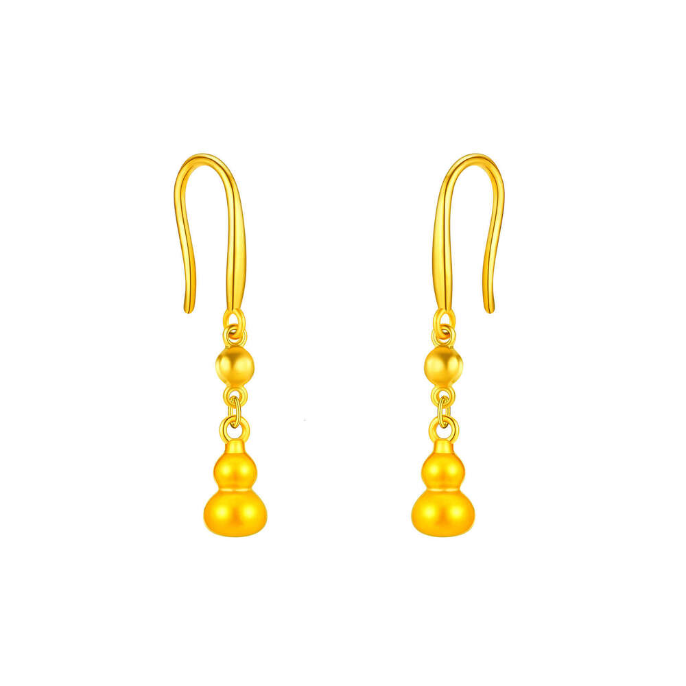 Gourd Earrings With Nano Vacuum Plating Tassel Stud For Women New Chinese Style Light Luxury Earrings