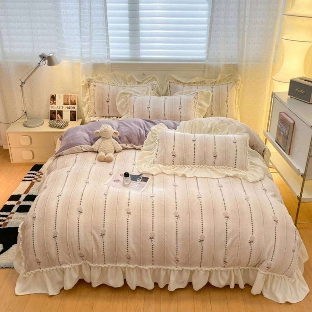 Carved Milk Velvet Light Luxury Bedding Thicken Winter Comforter Duvet Cover Bed Sheet Pillowcase Home Decor Four-Piece Set W260302