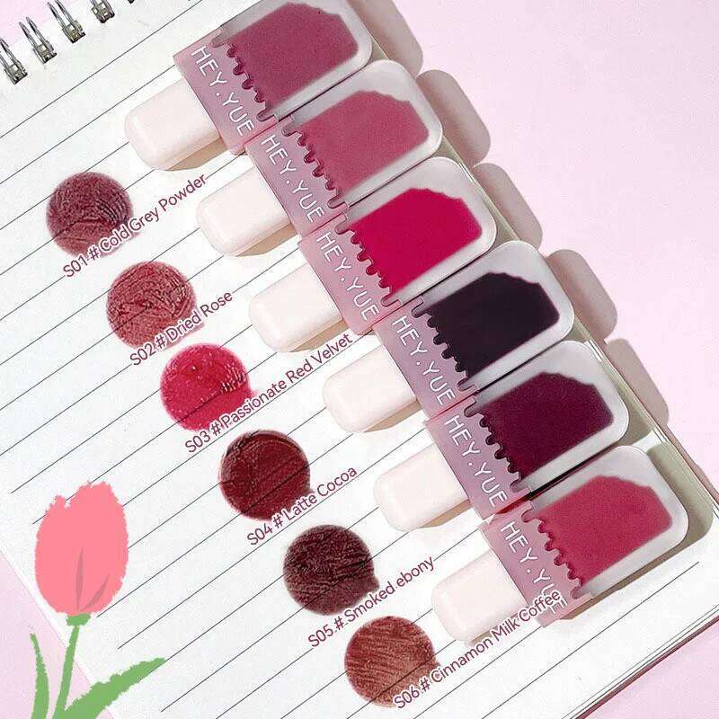 HEYYUE Ice Cream Glaze Velvet Matte Finish, Pudding Lip Clay, -Friendly Everyday Skin-Brightening Lipstick H260302