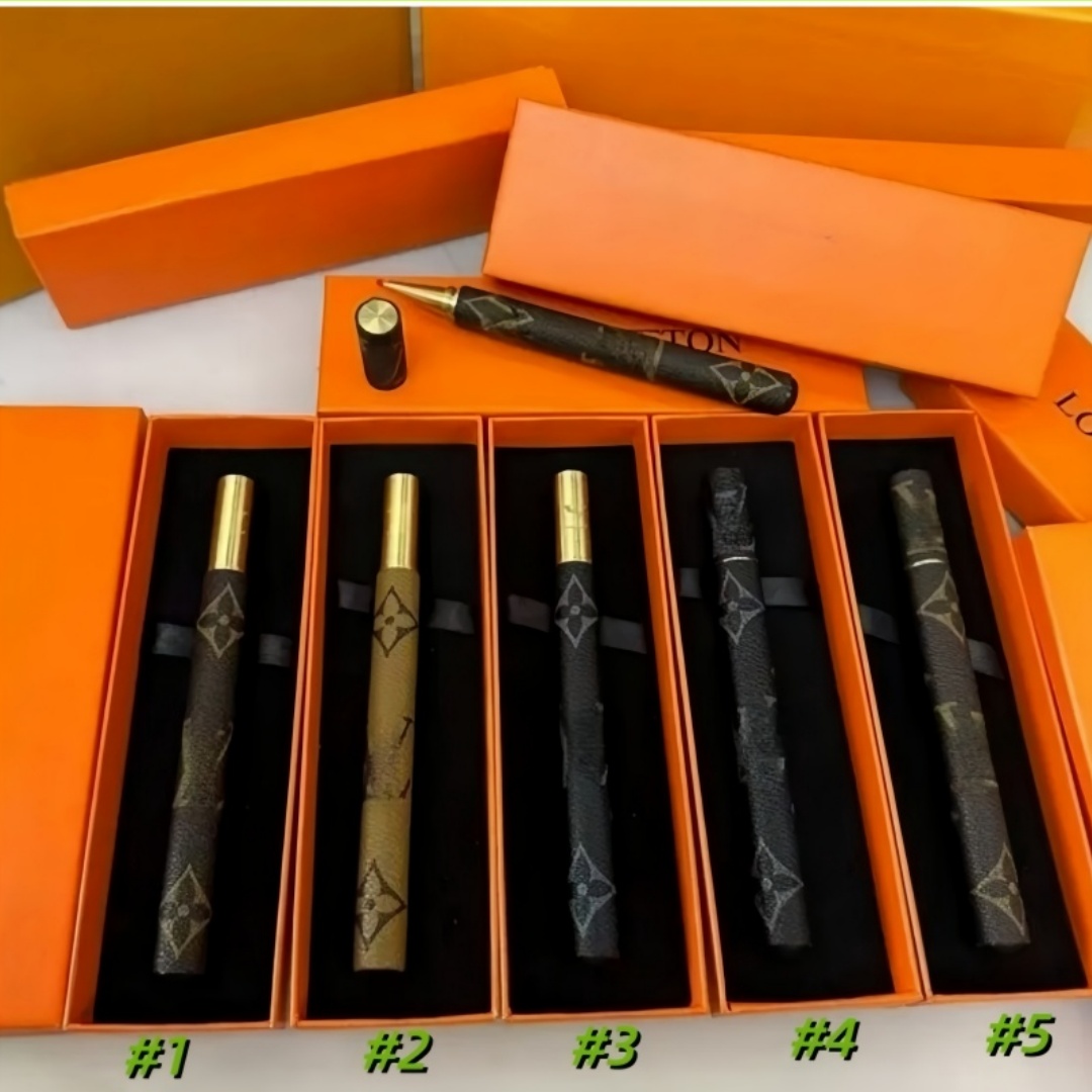 Brand Luxury Ballpoint brown letter logo Ballpoint Pen Luxury Old flower printing pattern fountain Gel pen fashion ball Pen sign pen European & American Style