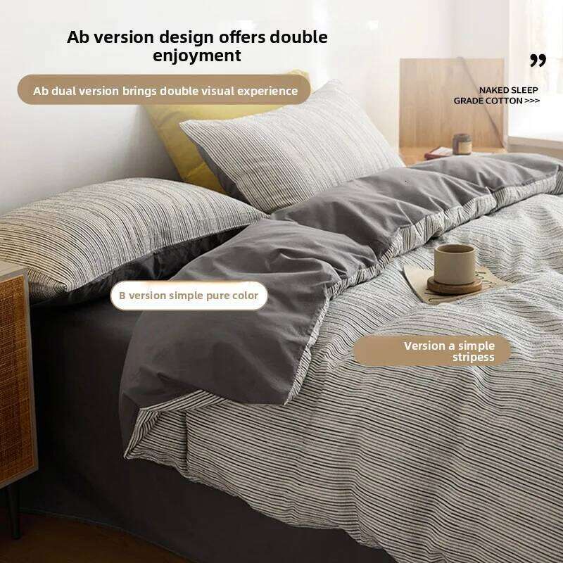 Four-piece set of pure cotton on the bed 2025 new light luxury quilt cover sheets winter high-end bedding W260302