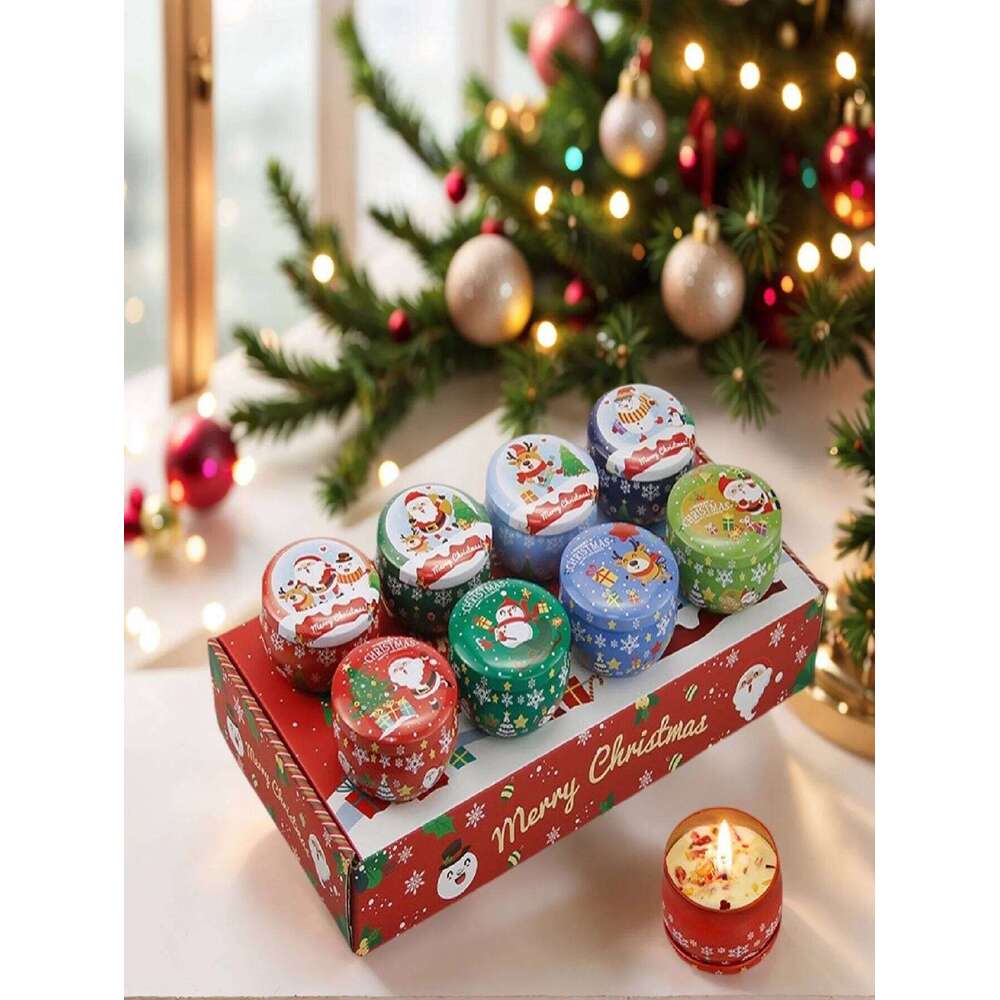 Aromatherapy Candles Santa Claus Snowmen Tin Cans Candle Christmas Decoration For Home Xmas New Year 2025 Navidad W260303