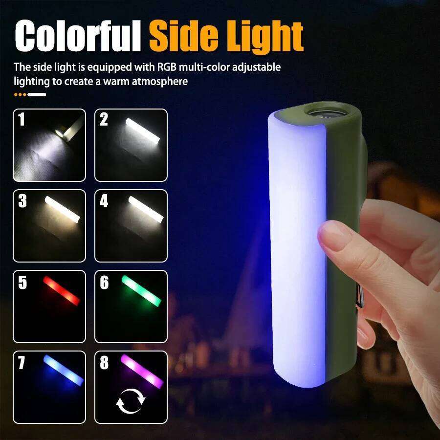 LED COB USB Rechargeable Dual Light Source 7 Lighting Modes Lamp with Hook for Outdoor Camping Fishing S260302