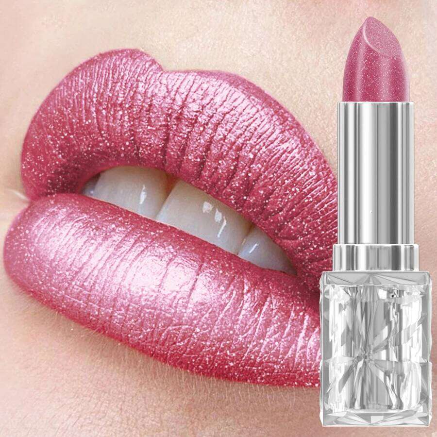 Metallic Glitter Lipstick 3 Color Waterproof Balm Red Long Last Tint Matte Makeup Gifts Shiny Lip Gloss Cosmetic H260302