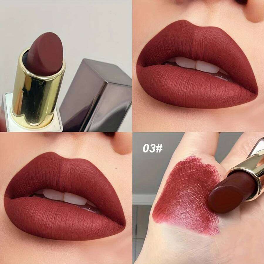 Available in 3 shades Lipstick Matte Velvet Waterproof Non-fading lip gloss that enhances color and brightens lips Suitabl H260302
