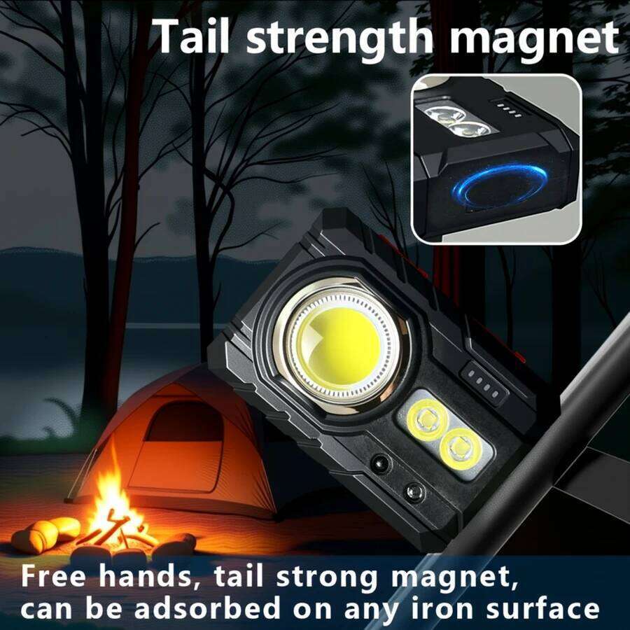 Hands-Free Portable Work Flashlights, Sensor LED Magnetic EDC Flash Light, 6 Modes Clip-on Lantern for Running Reading Repairing S260302