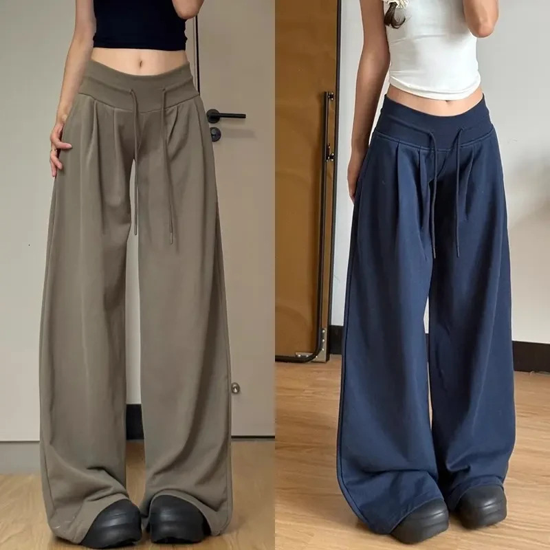 Americn Retro Style Women's Sports Designer Pnts Pnts 2026 New Model Loose Fit Slimming Stright Cut Drpey Lightweight Swetpnts Csul Wide-leg Trousers