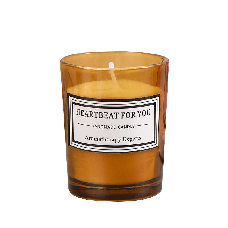 Small Brown Scented Glass Bottle Handmade Plant Wax Indoor Fragrance Candle Smokeless Gift Box In Stock W260303