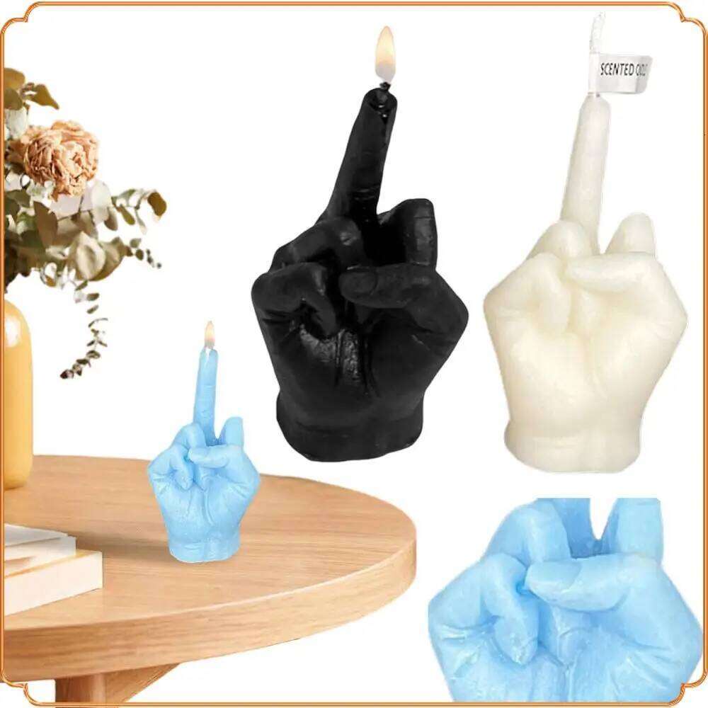 Middle Finger Scented Fun Fragrance Soy Wax, Long Lasting Candle, Aromatherapy, Hand Gesture Candles for Home W260303