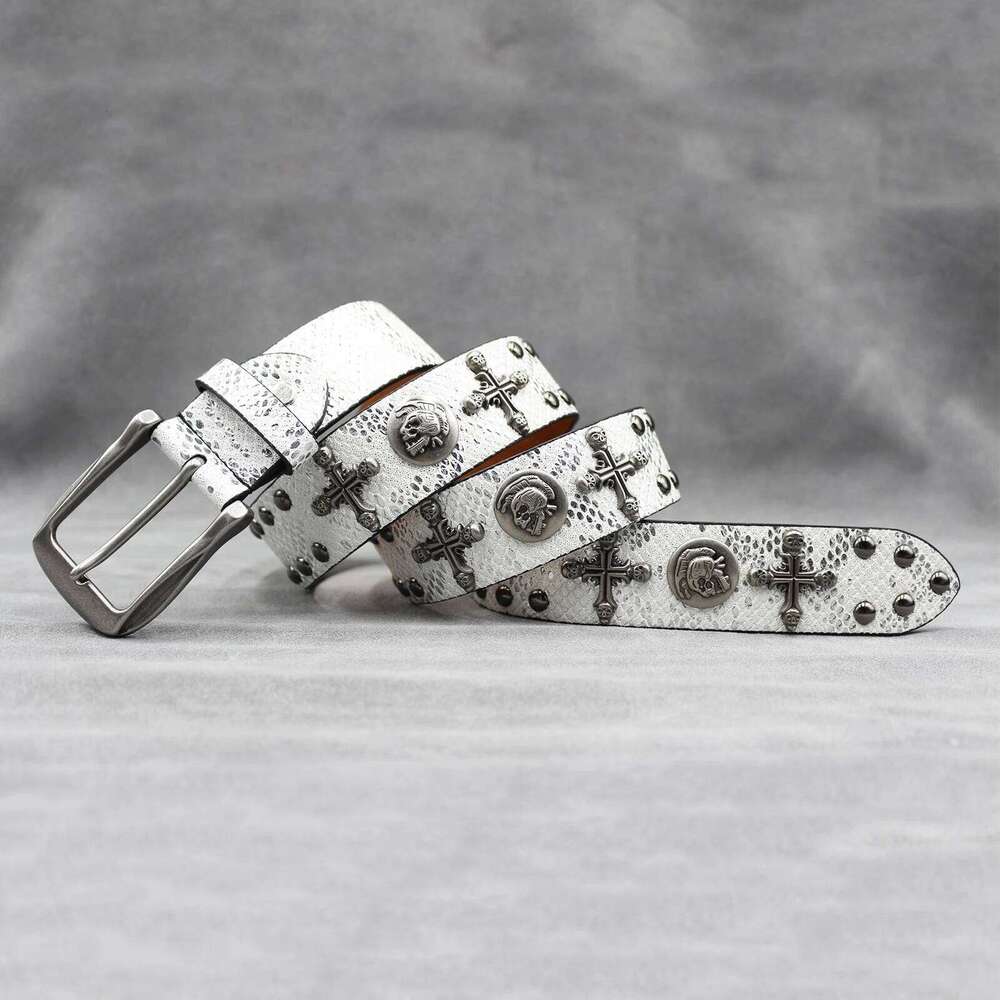 Y2K Punk Men Leather Male Cowboy Rock Rivet Black Strap Ceinture Homme Riem Jeans Studded Western Belt S260228