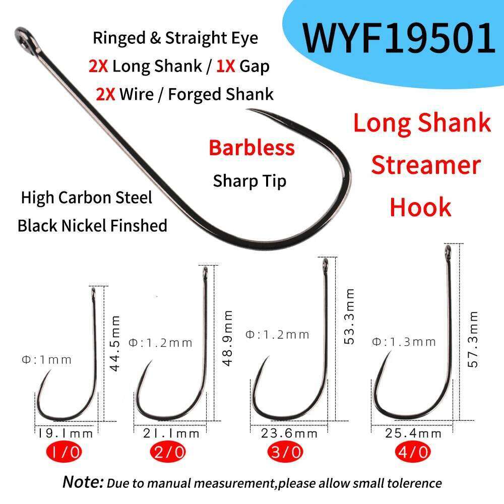 Elllv 20pcs 1# - 5/0 Barbless Saltwater Streamer Fly High Carbon Steel Black Nickel Non-barbed Big Game Fishing Hook Z260228