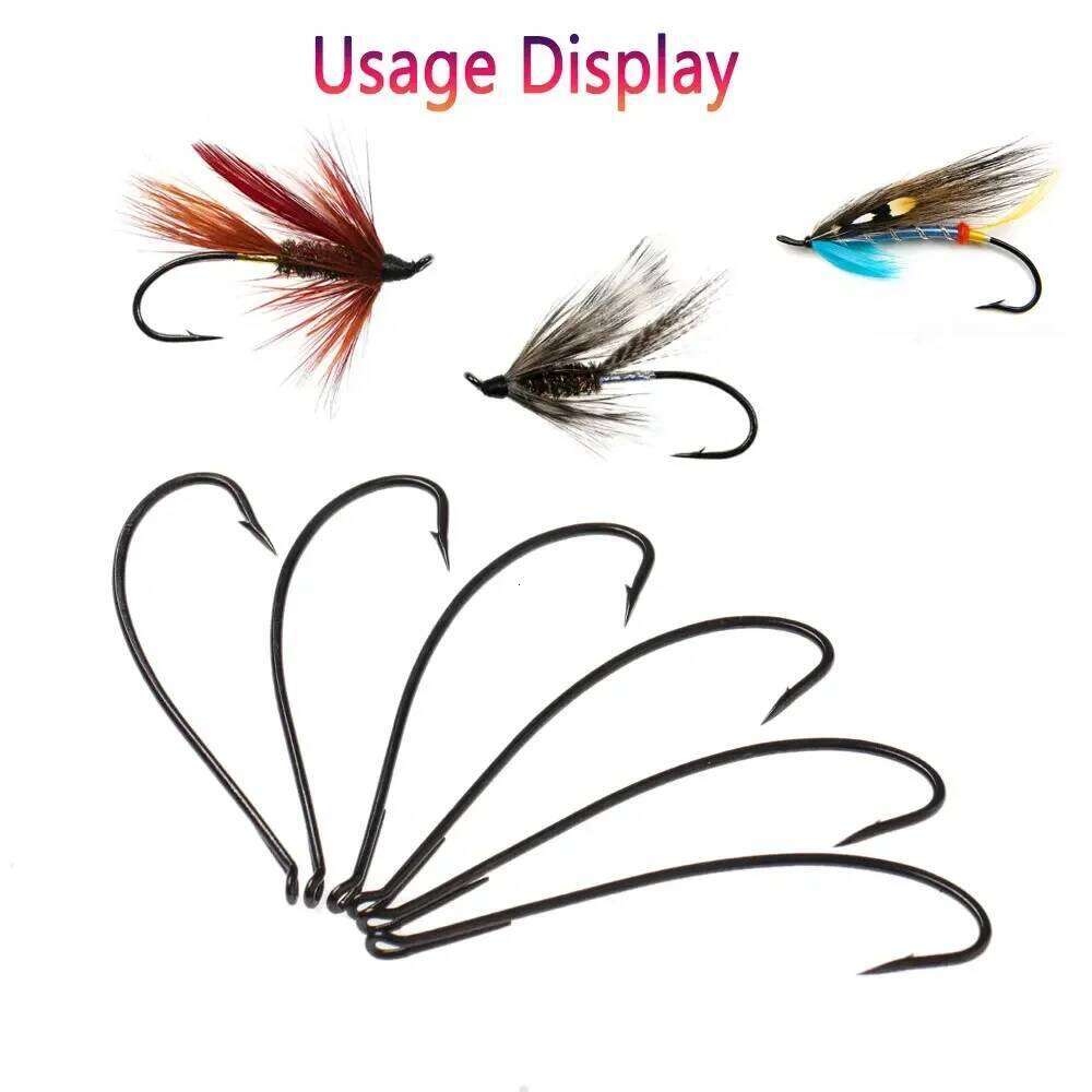 Bimoo 10pcs 2/0 High Carbon Steel Traditional Hook For Tying Wet Fly Streamers Salmon Trout Steel Z260228