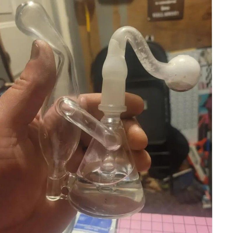 blue green Colorful Mini Water Pipe - Hourglass design Heady Glass Oil with 14mm Female Bowl mini 15cm