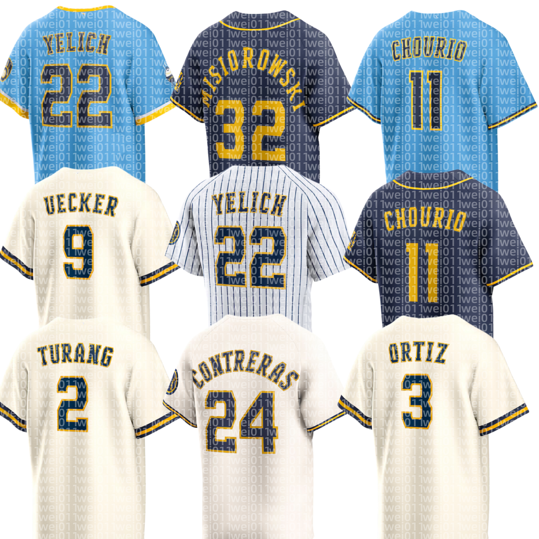 Brewers Baseball Jersey Brice Turang Joey Ortiz Quinn Priester Jacob Misiorowski Chad Patrick Logan Henderson Trevor Megill Abner Uribe Aaron Ashby Grant Anderson