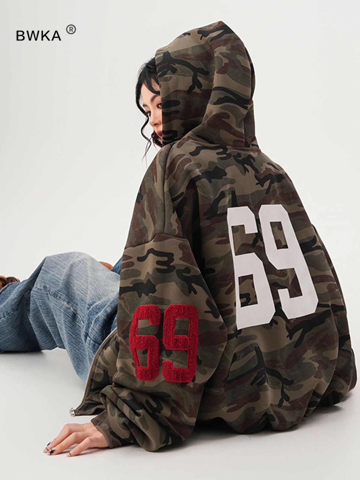 2026 New American High Street Camouflage Zip Up Hoodie, Unisex Couples Autumn Winter Vintage Streetwear Loose Casual Hooded Outerwear