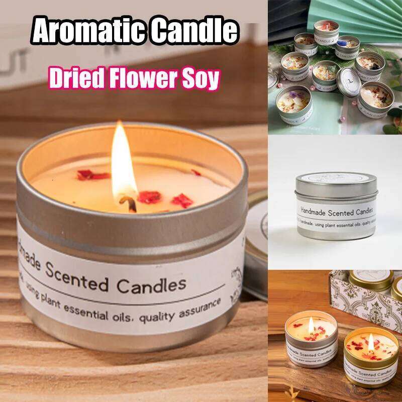 Canned Aromatic Dried Flower Soy Candle Ornament Home Wedding Party Room Office Fragrance Wax Scented Decorations Festival Gifts W260303