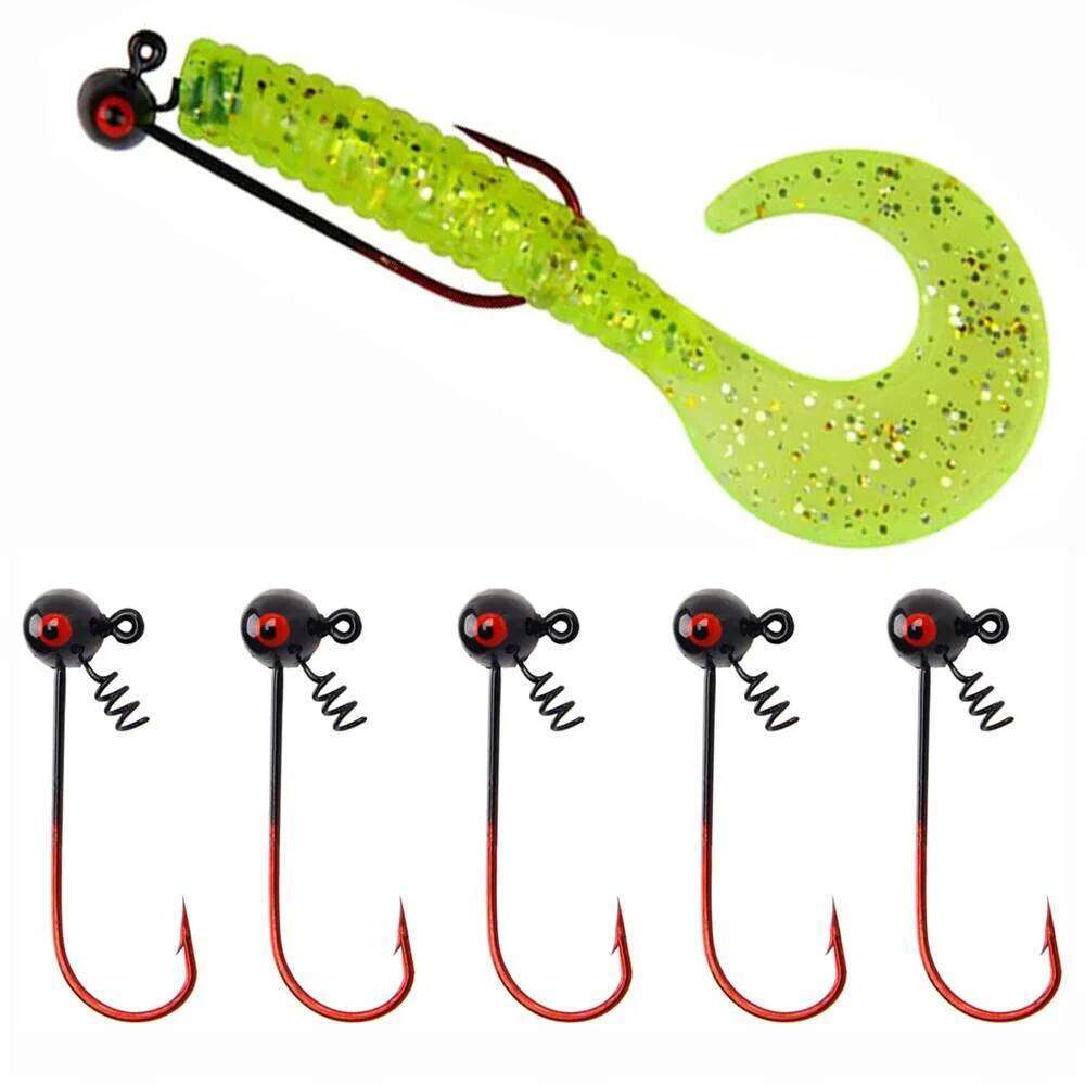 6Pcs Jig Head Shaky Football head Soft Worm Lure spring lock Weighted jig fishing Hooks for Bass Fishing 1/4 1/8 1/16oz Z260228