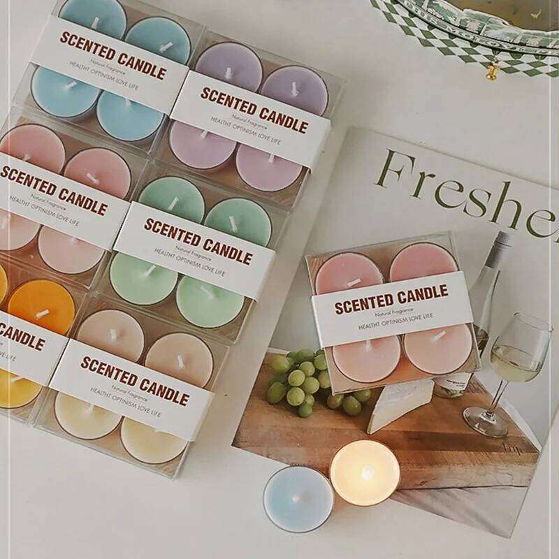 4 Pieces Handmade Scented Aromatherapy Soy Wax Candle for Home Decoration Birthday Party Wedding Photo Props W260303