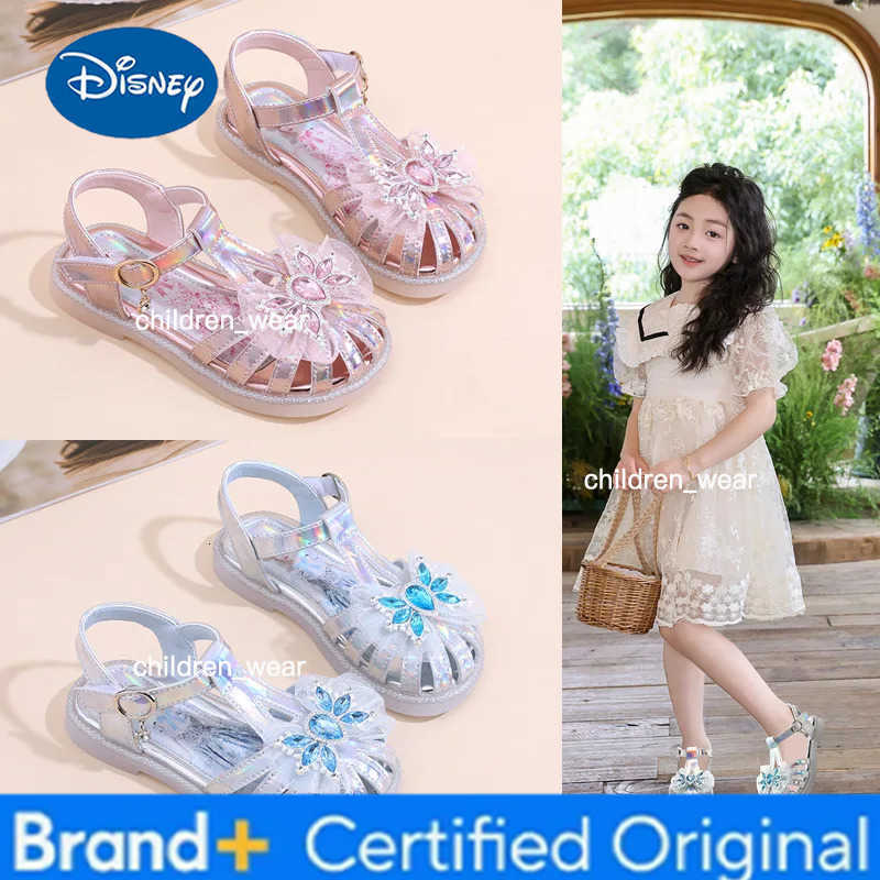Disney Girls Shoes 2024 New Summer Little Girls Summer Performance Rhinestone Sandals Childrens Closed Toe Princess Shoes H2603031