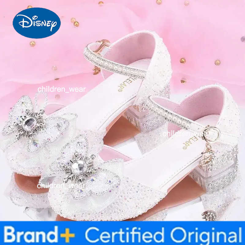 Disney Princess White High Heels Shoes Girls Stage Catwalk Models Shoes Kids Piano Children Dress Shoes Slipper Girl Party Sandals H260303