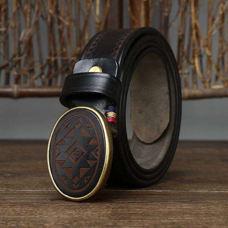 3.8CM Men High Quality Genuine Leather Belt Luxury Smooth Buckle Belts Pure Cowskin Laser Engraving Strap Male Jeans for Man S260228 431 238