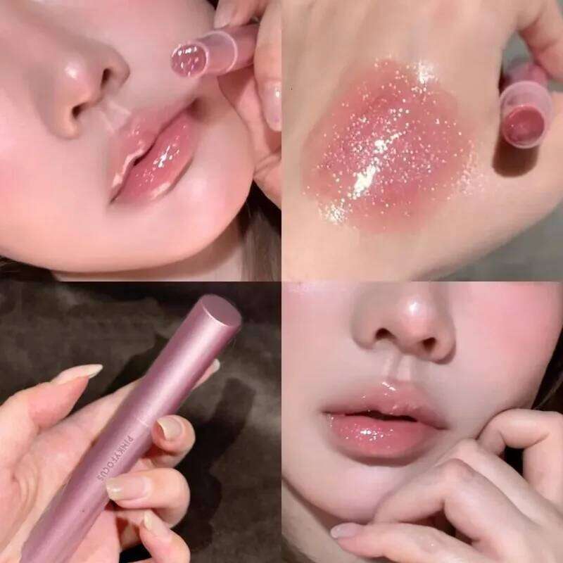 Diamond Glitter Solid Jelly Lip Pen Moisturizing Mirror Water Lipstick Light Film-forming Non-Fading Gloss Cosmetics H260302