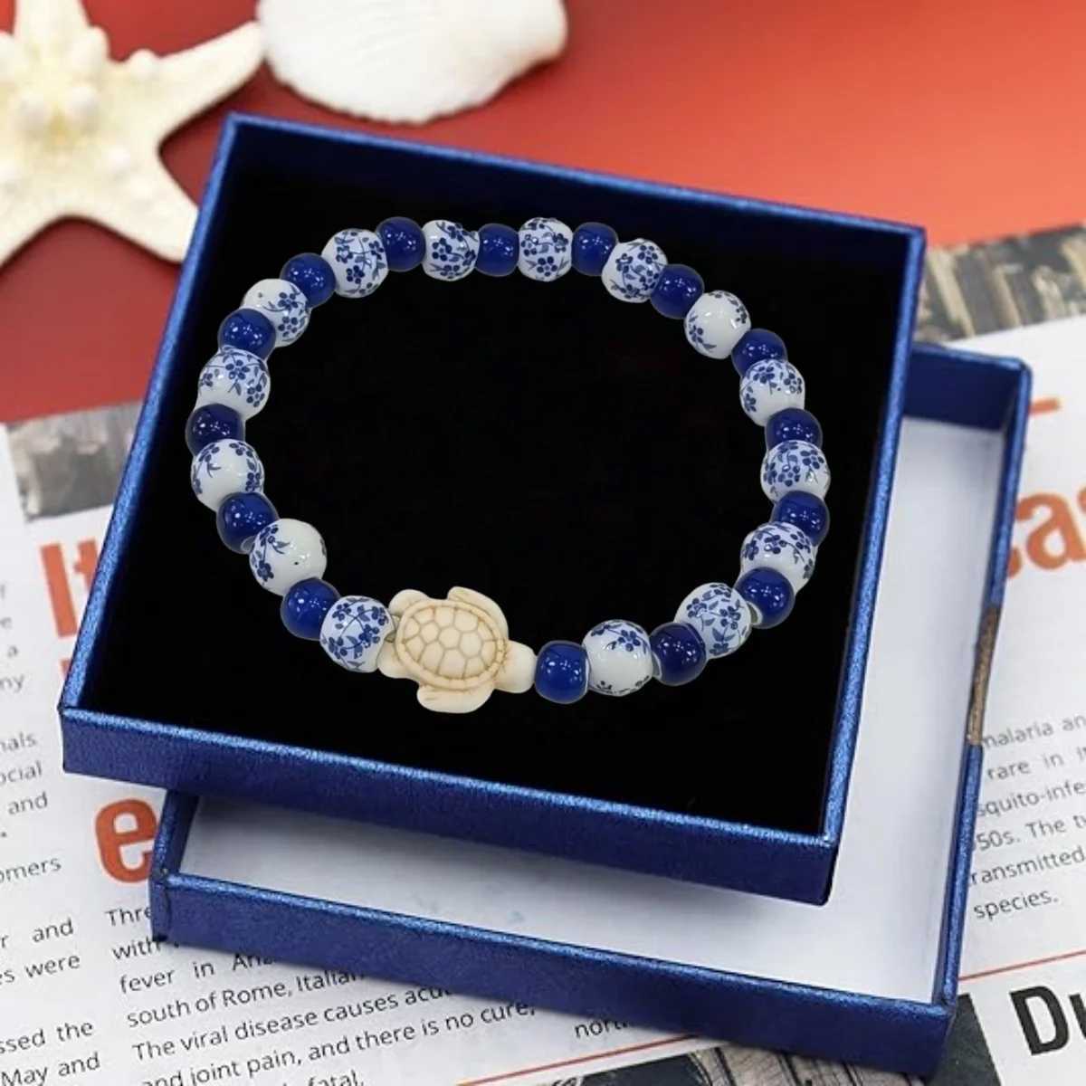 Chinese Ink Wash Style Ceramic Bracelet Elastic Band Unisex Gift Box Set - Traditional Artistry Meets Modern Fashion H260303