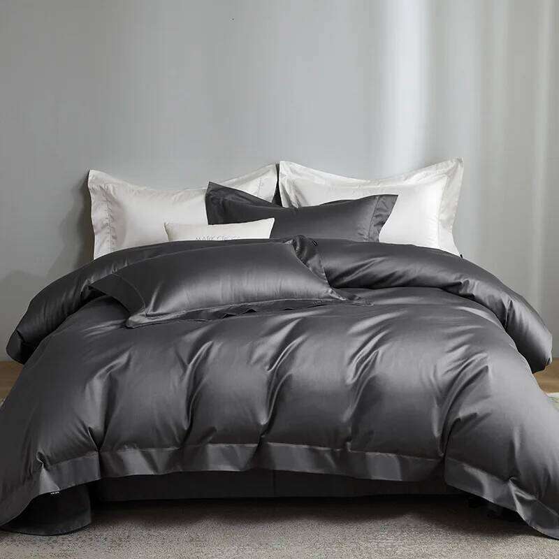 Customizable Hotel Wind 100S Double Strand 500T Avati Long Staple Cotton Elegant Punched Solid Color Four-piece Set W260302