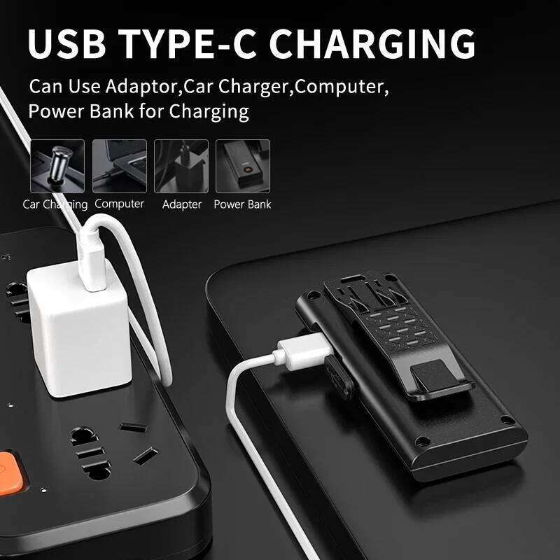 Multifunctional Flashlight COB Floodlight Type-c Rechargeable Night Running Light Back Clip Outdoor Camping Hunting Lighting S260302