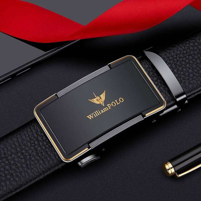 Men's leather with automatic buckle, casual pants fashionable high-end belt, business waist belt S260228