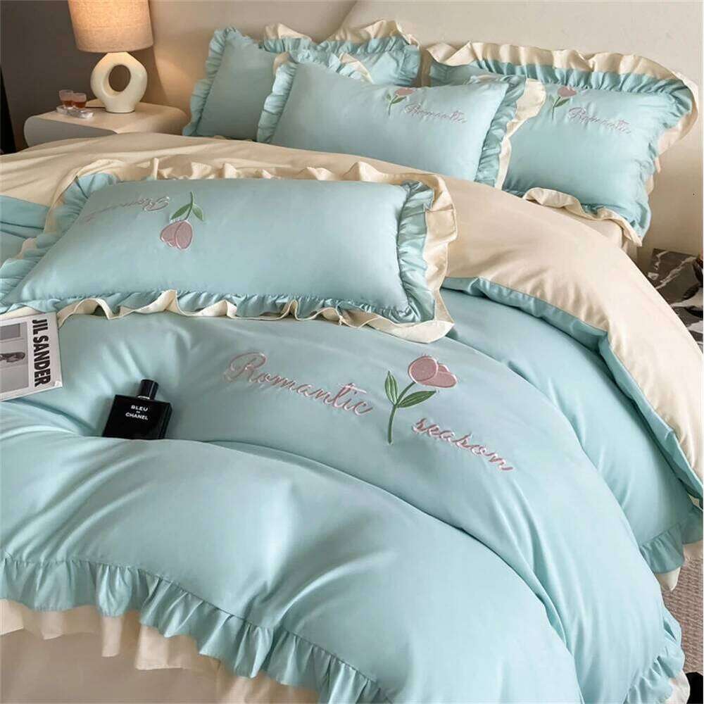 Princess Style Soft Comforter Duvet Double Cover with Pillowcase Bed Sheet Home Four Piece Sets Fashion Bedding Set W260302 W260302