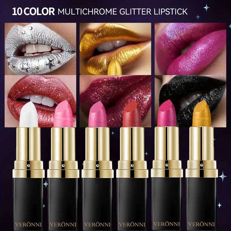 High Pigmented Shiny Lipstick,Stain Resistant,Long-Lasting,Glossy Waterproof Lipstick Shimmering Makeup Valentine'S Day Gift H260302