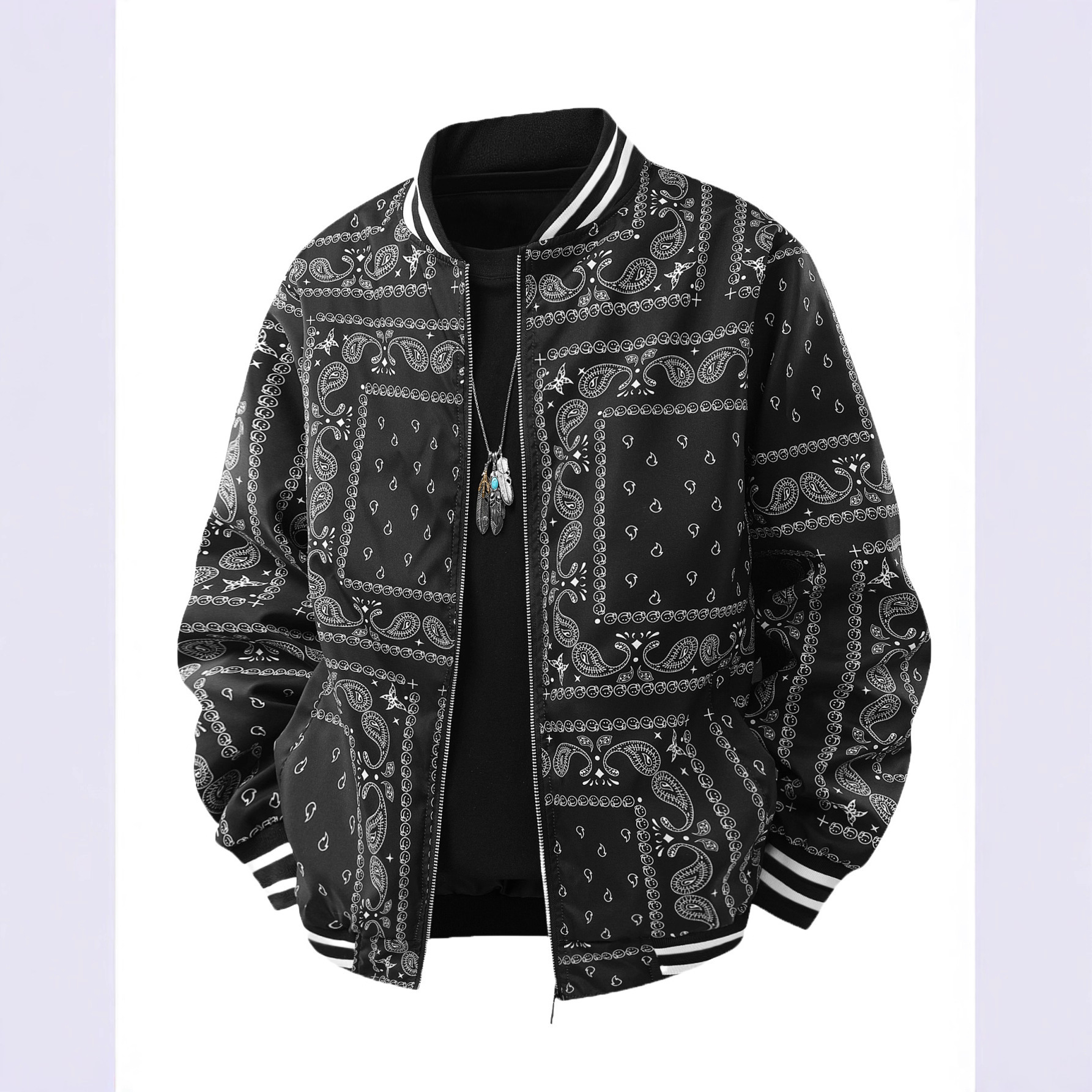 2026 Luxury Brand Designer Clothing Interwoven Fabric Exclusive European Size Spring And Autumn Men's Jacket New Trendy Fashion Printed Youth Jac