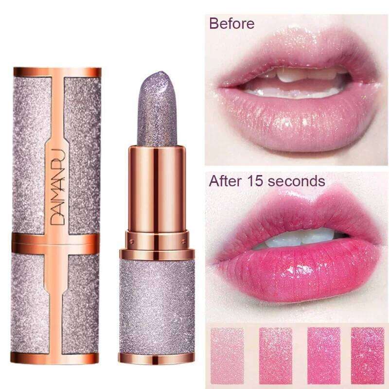 Glitter Lipstick Temperature Color Changing Long Lasting Lip Tint Waterproof Red Pink Sexy Lips Cosmetics Makeup H260302